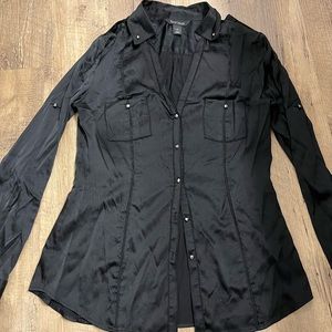 White/Black Market silk blouse